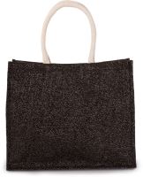 JUTE BEACH BAG Black/Silver