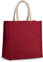 JUTE CANVAS TOTE - LARGE Cherry Red/Gold