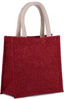 JUTE CANVAS TOTE - SMALL Cherry Red/Gold