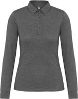 LADIES' LONG SLEEVE JERSEY POLO SHIRT Grey Heather