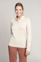 LADIES' LONG-SLEEVED POLO SHIRT Light Sand