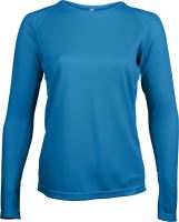 LADIES' LONG-SLEEVED SPORTS T-SHIRT Aqua Blue