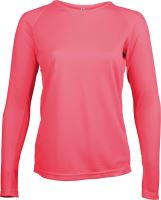 LADIES' LONG-SLEEVED SPORTS T-SHIRT Fluorescent Pink