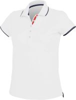 LADIES' SHORT-SLEEVED PIQUÉ KNIT POLO SHIRT White/Navy