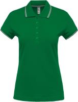 LADIES' SHORT-SLEEVED POLO SHIRT Kelly Green/Light Grey/White