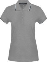 LADIES' SHORT-SLEEVED POLO SHIRT Oxford Grey/Navy/White