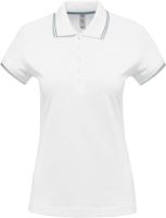 LADIES' SHORT-SLEEVED POLO SHIRT White/Sky Blue/Light Grey