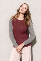 LADIES' TWO-TONE ORGANIC CREW NECK RAGLAN SLEEVE SWEATSHIRT Grey Heather/Black