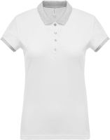 LADIES’ TWO-TONE PIQUÉ POLO SHIRT White/Oxford Grey