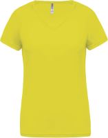 LADIES’ V-NECK SHORT SLEEVE SPORTS T-SHIRT Fluorescent Yellow