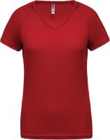 LADIES’ V-NECK SHORT SLEEVE SPORTS T-SHIRT Red