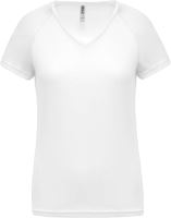 LADIES’ V-NECK SHORT SLEEVE SPORTS T-SHIRT White