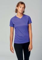 LADIES’ V-NECK SHORT SLEEVE SPORTS T-SHIRT Fine Grey