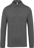 MEN'S LONG SLEEVED JERSEY POLO SHIRT Grey Heather