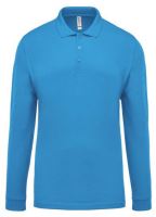 MEN'S LONG-SLEEVED PIQUÉ POLO SHIRT Tropical Blue