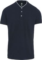 MEN'S SHORT SLEEVE POLO SHIRT WITH MANDARIN COLLAR Navy/White