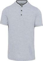 MEN'S SHORT SLEEVE POLO SHIRT WITH MANDARIN COLLAR Oxford Grey/Black