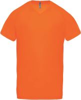 MEN’S V-NECK SHORT SLEEVE SPORTS T-SHIRT Fluorescent Orange