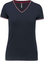 NŐI V-NYAKÚ PIQUÉ PÓLÓ Navy/Red/White