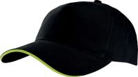 SANDWICH PEAK CAP - 5 PANELS Black/Lime