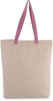 SHOPPER BAG WITH GUSSET AND CONTRAST COLOUR HANDLE Natural/Dark Pink