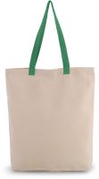 SHOPPER BAG WITH GUSSET AND CONTRAST COLOUR HANDLE Natural/Kelly Green