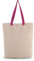 SHOPPER BAG WITH GUSSET AND CONTRAST COLOUR HANDLE Natural/Magenta