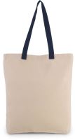 SHOPPER BAG WITH GUSSET AND CONTRAST COLOUR HANDLE Natural/Navy