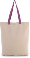 SHOPPER BAG WITH GUSSET AND CONTRAST COLOUR HANDLE Natural/Radiant Orchid