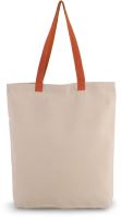 SHOPPER BAG WITH GUSSET AND CONTRAST COLOUR HANDLE Natural/Spicy Orange