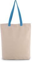 SHOPPER BAG WITH GUSSET AND CONTRAST COLOUR HANDLE Natural/Surf Blue