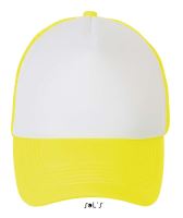 SOL'S BUBBLE - FIVE PANEL MESH CAP White/Neon Yellow