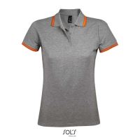 SOL'S PASADENA WOMEN - POLO SHIRT Grey Melange/Orange