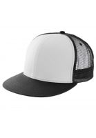 TRUCKER FLAT PEAK CAP - 6 PANELS White/Black