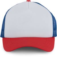 TRUCKER MESH CAP - 5 PANELS White/French Red/Reflex Blue