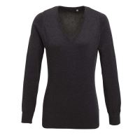 WOMEN'S KNITTED V-NECK SWEATER Charcoal