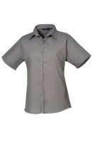 WOMEN'S SHORT SLEEVE POPLIN BLOUSE Dark Grey