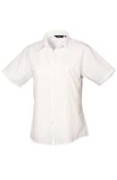 WOMEN'S SHORT SLEEVE POPLIN BLOUSE White