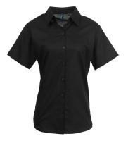 WOMEN'S SHORT SLEEVE SIGNATURE OXFORD BLOUSE Black