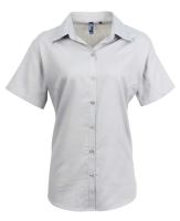 WOMEN'S SHORT SLEEVE SIGNATURE OXFORD BLOUSE Silver