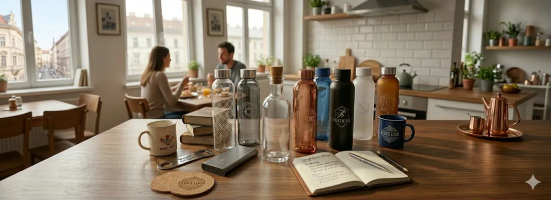 Üveg kulacs céges logóval – elegáns és környezettudatos reklámajándék