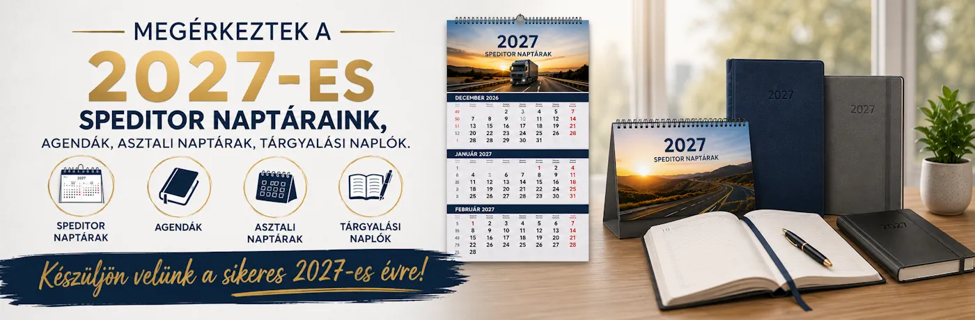 speditőrök, agendák, asztali naptárak 2027-re  
