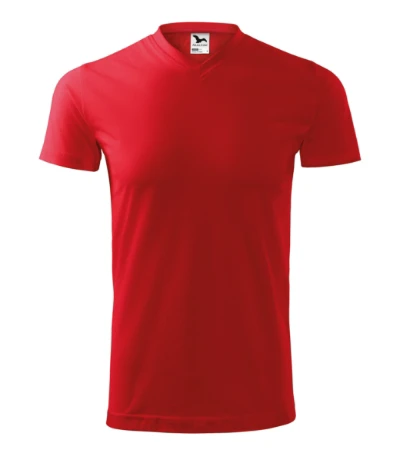 Heavy V-neck Póló unisex piros 