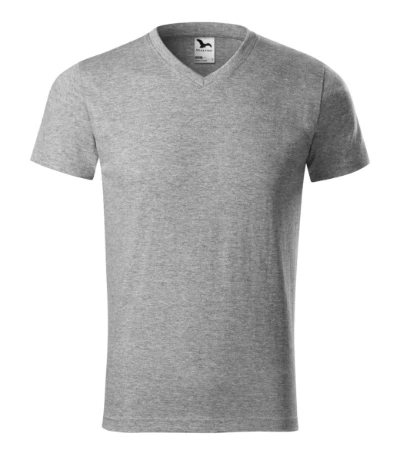 Heavy V-neck Póló unisex sötétszürke melírozott 