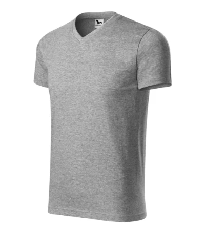 Heavy V-neck Póló unisex sötétszürke melírozott 