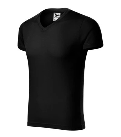 Slim Fit V-neck Póló férfi fekete 