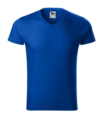 Slim Fit V-neck Póló férfi királykék 