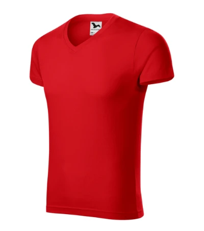 Slim Fit V-neck Póló férfi piros 