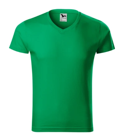 Slim Fit V-neck Póló férfi fűzöld 