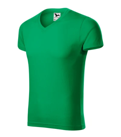 Slim Fit V-neck Póló férfi fűzöld 